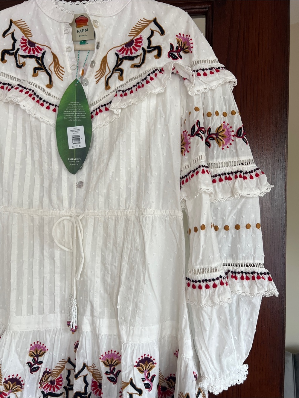 FARM Rio White Embroidered Tunic with Multicolor Horse Motifs - Picture 9 of 10